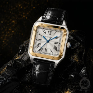 ساعت مردانه کارتیر مشکی طلایی نقره ای cartier-4071-mb-sg
