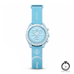ساعت اسپرت امگا سواچ آبی سفید آبی omegaswatch-so32bl100