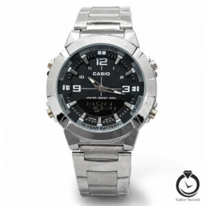 ساعت مردانه کاسیو نقره ای مشکی casio-5574-ms-b