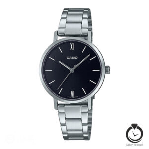 ساعت زنانه کاسیو نقره ای مشکی casio-ltp-vt02d-1a