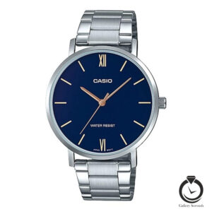 ساعت مردانه کاسیو نقره ای سرمه ای casio-mtp-vt01d-2b