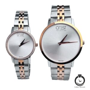 ست ساعت زنانه و مردانه کرست رزنقره ای سیلور crest-9074-6