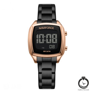 ساعت زنانه نیوی فورس مشکی رزگلد naviforce-5047-wb-r