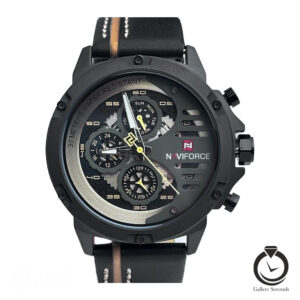 ساعت مردانه نیوی فورس مشکی کرم naviforce-9110-mb