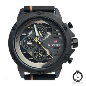ساعت مردانه نیوی فورس مشکی کرم naviforce-9110-mb