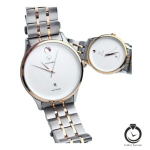 ست ساعت زنانه و مردانه ویتوریا رزنقره ای سفید vittoria-3383-84-sr-s