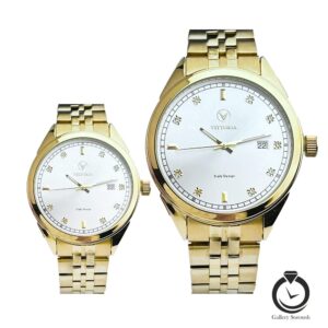 ست ساعت زنانه و مردانه ویتوریا طلایی سیلور vittoria-3373-74-g-s