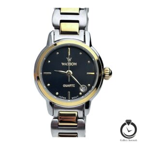 ساعت زنانه واتسون طلایی نقره ای مشکی watson-1189l-352
