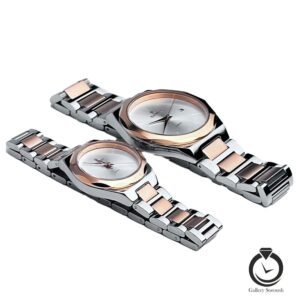ست ساعت زنانه و مردانه کایزن رزنقره ای سیلور kaizen-3304g