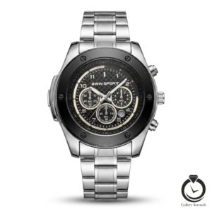 ساعت مردانه بوین اسپرت نقره ای مشکی bwinsport-1104-ms-b
