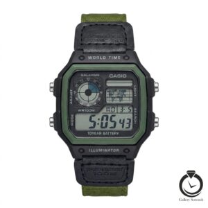 ساعت مردانه کاسیو سبز مشکی casio-1832-mg