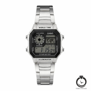 ساعت مردانه کاسیو نقره ای مشکی ae-1200whd-1a
