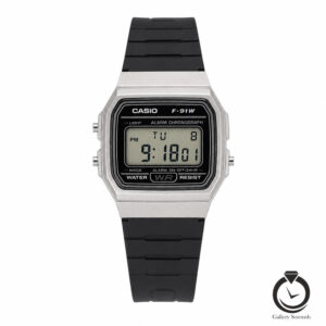 ساعت مردانه کاسیو مشکی نقره ای casio-f-91wm-7a