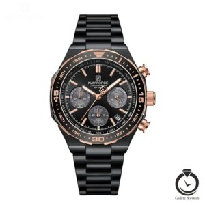 ساعت مردانه نیوی فورس مشکی رز naviforce-8049-mb-rb