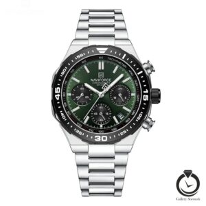 ساعت مردانه نیوی فورس نقره ای سبز naviforce-8049-ms-g