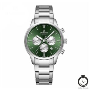 ساعت مردانه نیوی فورس نقره ای سبز naviforce-8076-ms-g