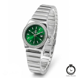 ساعت زنانه امگا نقره ای سبز omega-9990-ws-g