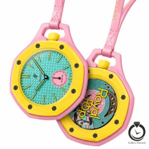 ساعت آویز رویال پاپ صورتی زرد royalpop-otgroz-pandant
