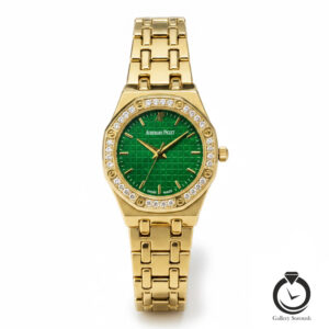 ساعت زنانه اودمار پیگه طلایی سبز audemarspigue-7171-wg-g