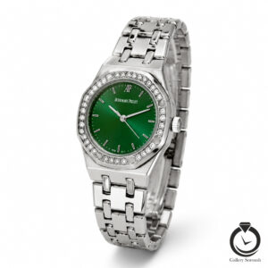 ساعت زنانه اودمار پیگه نقره ای سبز audemarspigue-7171-ws-g
