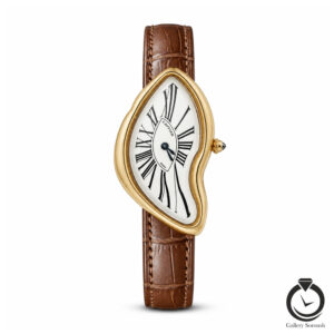 ساعت زنانه کارتیر قهوه ای طلایی سفید cartier-4073-wbr-gw