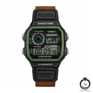 ساعت مردانه کاسیو قهوه ای مشکی casio-1832-mbr