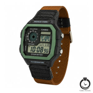 ساعت مردانه کاسیو قهوه ای مشکی casio-1832-mbr