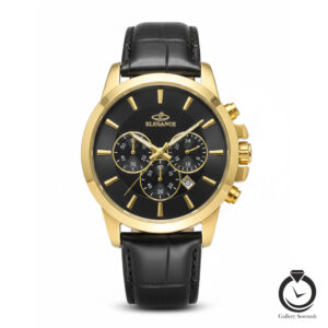 ساعت مردانه الگانس مشکی طلایی مشکی elegance-j003-mb-gb