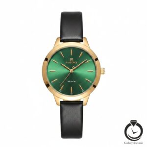 ساعت زنانه نیوی فورس مشکی طلایی سبز naviforce-5024-wb-g