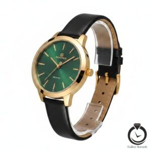 ساعت زنانه نیوی فورس مشکی طلایی سبز naviforce-5024-wb-g