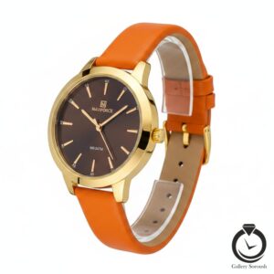ساعت زنانه نیوی فورس نارنجی طلایی مشکی naviforcee-5024-wor-g
