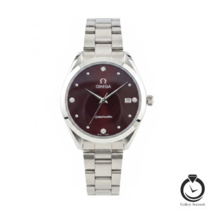 ساعت زنانه امگا نقره یا آلبالویی omega-9992-ws-dr