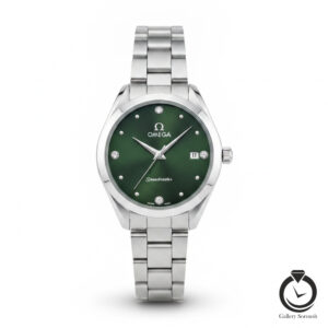 ساعت زنانه امگا نقره ای سبز omega-9992-ws-g