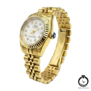 ساعت زنانه رولکس طلایی سفید صدفی rolex-1012s-wg-w