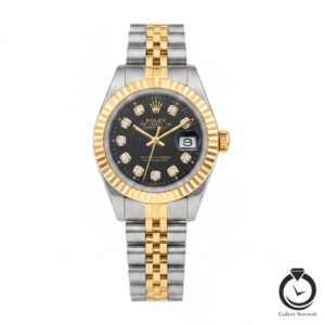 ساعت زنانه رولکس طلایی نقره ای مشکی rolex-datejust-1012s-wsg-b