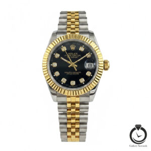 ساعت زنانه رولکس طلایی نقره ای مشکی rolex-datjust-1013m-wsg-b