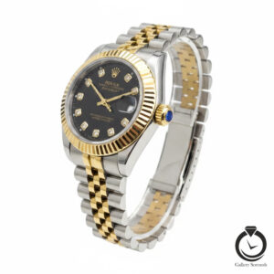 ساعت زنانه رولکس طلایی نقره ای مشکی rolex-datjust-1013m-wsg-b