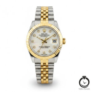 ساعت زنانه رولکس طلایی نقره یا سفید صدفی rolex-datejust-1013m-wsg-w