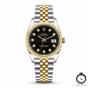 ساعت مردانه رولکس طلایی نقره ای مشکی rolex-datejust-1014l-msg-b