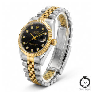 ساعت مردانه رولکس طلایی نقره ای مشکی rolex-datejust-1014l-msg-b