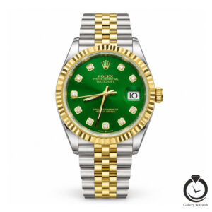 ساعت مردانه رولکس طلایی نقره ای سبز rolex-datejust-1014l-msg-g