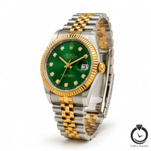 ساعت مردانه رولکس طلایی نقره ای سبز rolex-datejust-1014l-msg-g
