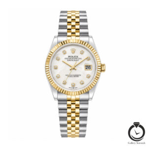 ساعت مردانه رولکس طلایی نقره ای سفید rolex-datejust-1014l-msg-w