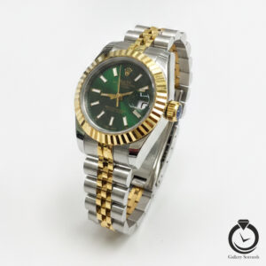 ساعت زنانه رولکس طلایی نقره ای سبز تیره rolex-datejust-1022s-wsg-dg