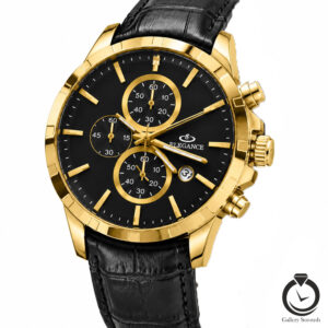 ساعت الگانس مردانه مشکی طلایی مشکی elegance-1392-mb-gb