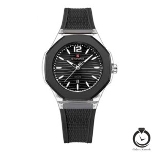 ساعت زنانه نیوی فورس مشکی شفاف مشکی naviforce-6109-wb-b