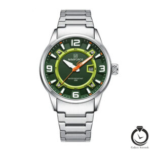 ساعت مردانه نیوی فورس نقره ای سبز naviforce-8044-ms-g