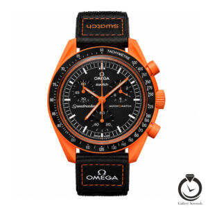 ساعت اسپرت سواچ مشکی نارنجی omegaswatch-so33b106